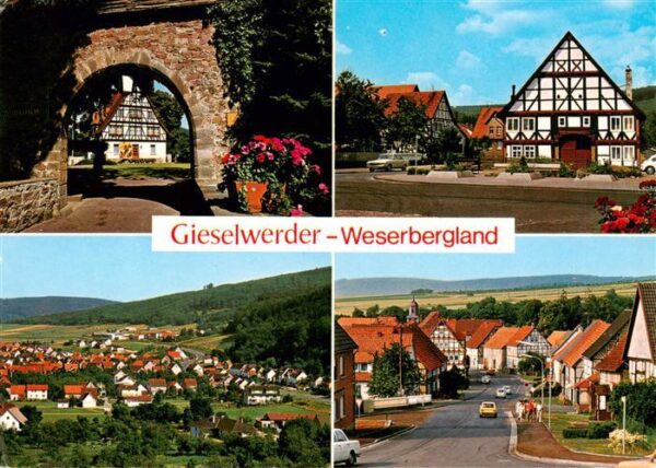 Gieselwerder Tor Fachwerkhaus Panorama Strassenpartie