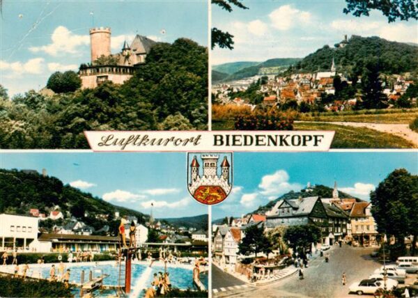 Biedenkopf Lahn Schloss Panorama Schwimmbad Strassenpartie