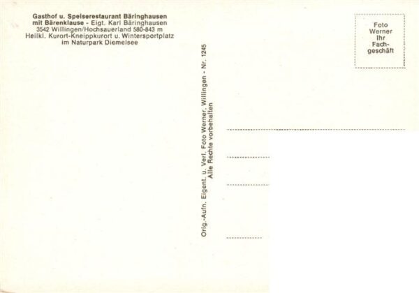 Willingen Sauerland Gasthof Baeringhausen mit Baerenklause Gastraeume Kueche Keg – Bild 2