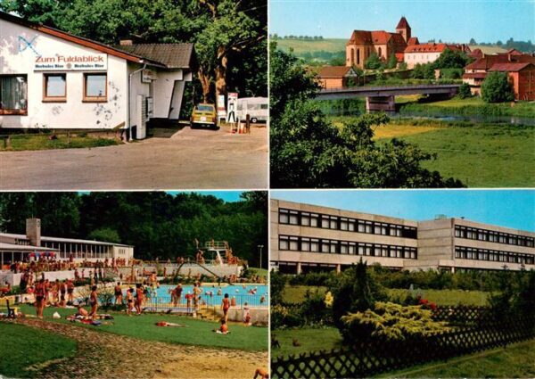 Guxhagen Gasthaus Zum Fuldablick Freibad Blick zur Fulda