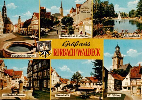 Korbach Stechbahn Rathaus Brunnen Bahnhofstrasse Kirche Stadtpark