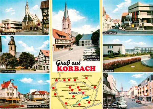 Korbach Rathaus Kirche Buergerhaus Altenheim Berndorfer Torplatz Bahnhofstrasse