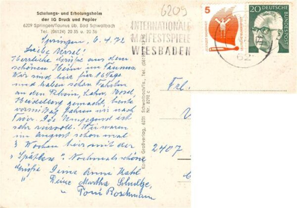 Springen Heidenrod Taunus Schulungs und Erholungsheim der IG Druck und Papier Te – Bild 2