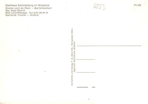 Lorch Rheingau Waldhotel Cafe Restaurant Kammerburg im Wispertal – Bild 2
