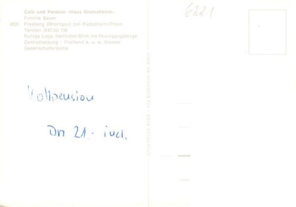 Presberg Rheingau Ruedesheim Cafe Pension Haus Grolochblick Gastraum – Bild 2