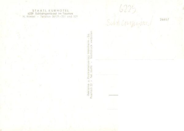 Schlangenbad Taunus Staatl Kurhotel – Bild 2