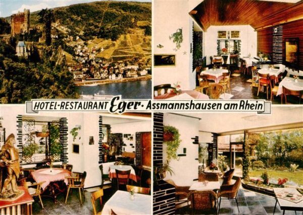 Assmannshausen Rhein Panorama Burgruine Hotel Restaurant Eger Gastraeume