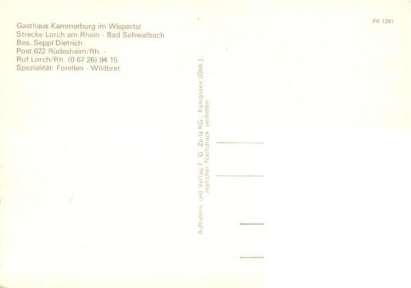 Lorch Rheingau Waldhotel Cafe Restaurant Kammerburg im Wispertal Gastraeume – Bild 2