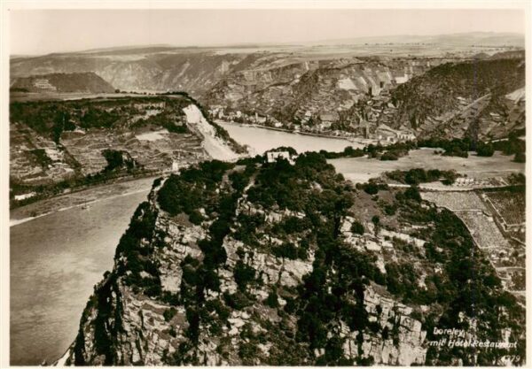 Loreley Lorelei Fliegeraufnahme mit Hotel Restaurant