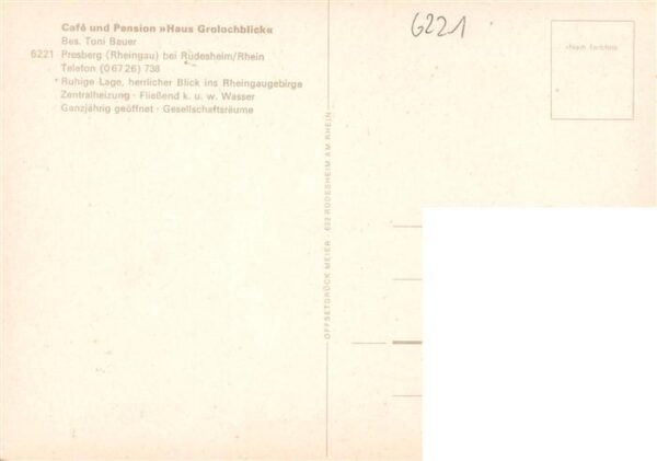Presberg Rheingau Ruedesheim Cafe Pension Haus Grolochblick – Bild 2