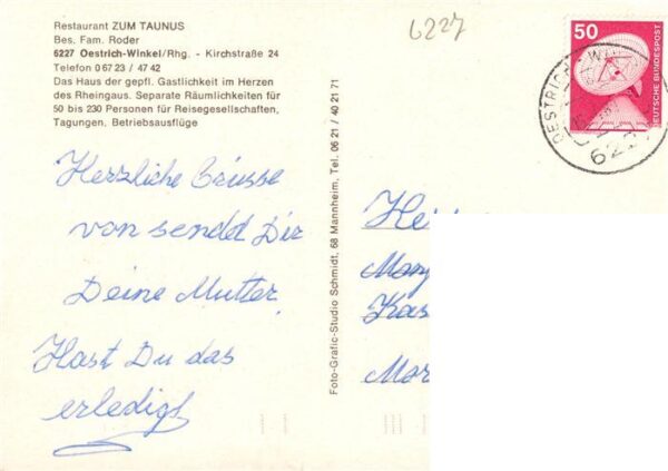 Winkel Oestrich-Winkel Restaurant Zum Taunus Gastraeume Panorama – Bild 2