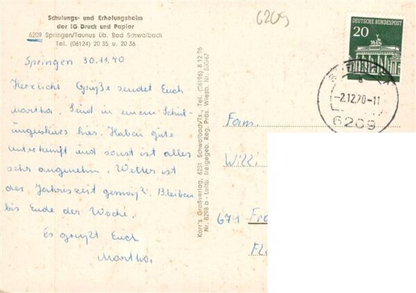 Springen Heidenrod Taunus Schulungs und Erholungsheim Springen der IG Druck und – Bild 2