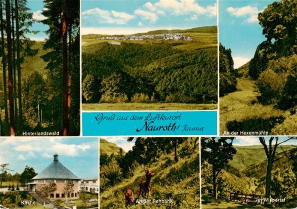 Nauroth Heidenrod Hinterlandswald Panorama Hexenmuehle Kirche An der Rehbank Wis