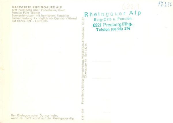 Presberg Rheingau Ruedesheim Gaststaette Rheingauer Alp Gastraum Ausblick – Bild 2