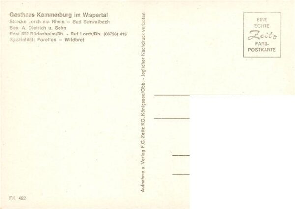 Lorch Rheingau Gasthaus Kammerburg im Wispertal – Bild 2