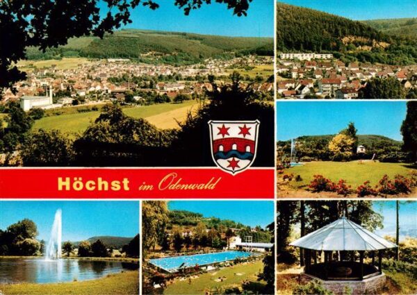 Hoechst Odenwald Panorama Fontaene Schwimmbad Pavillon Park