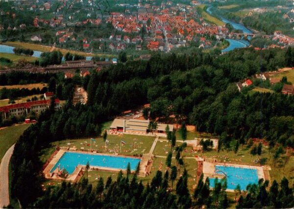 Melsungen Fulda Fliegeraufnahme mit Waldschwimmbad