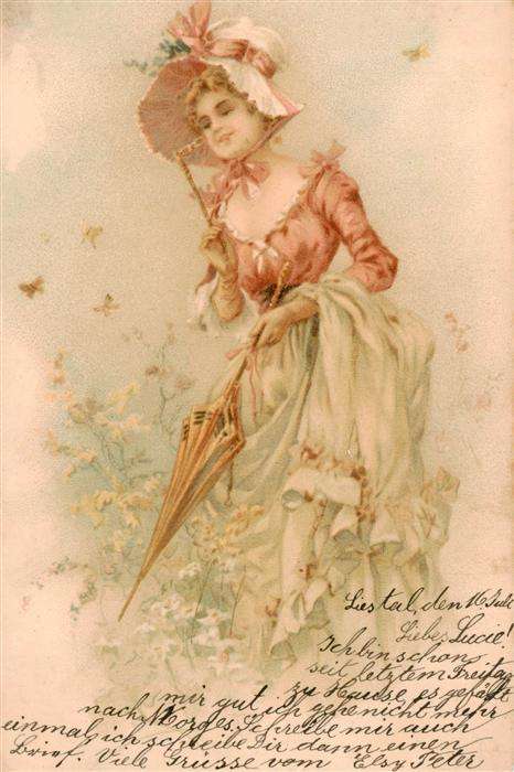 Frauen Litho Hut Regenschirn Zwicker