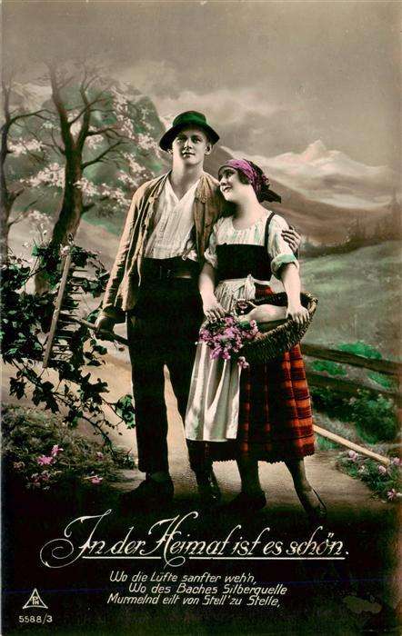 Verlag PH Nr. 5588/3 Frau Mann Korb Landwirtschaft Trachten