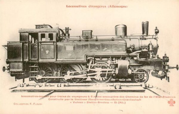Lokomotive Eisenbahn Railway F.Fleuer etrangeres Allemagne Vuleen