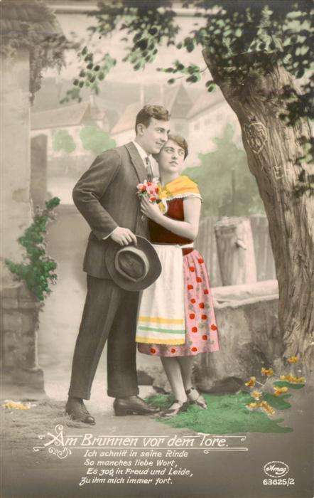 Foto Amag Nr. 63625/2 Frau Mann Hut Am Brunnen
