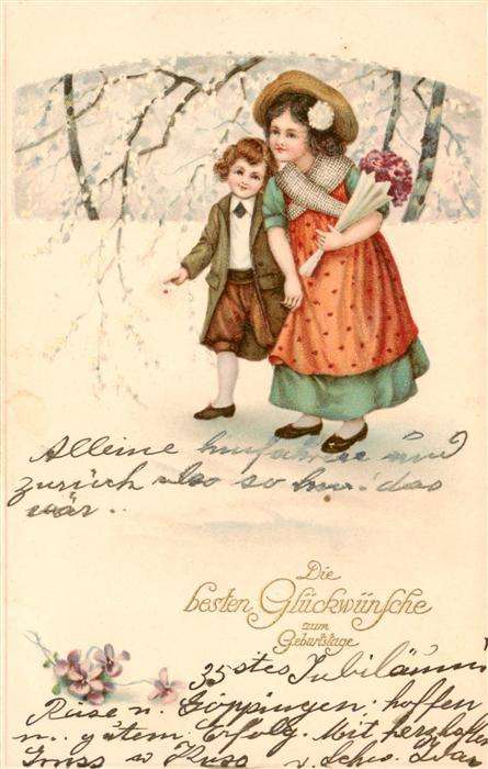 Geburtstag Birthday Anniversaire Glueckwunsch Kinder Litho