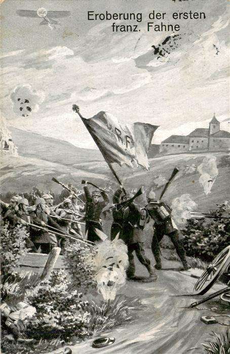 Militaria WK1 Eroberung der ersten franz. Fahne