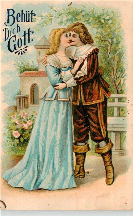 Trompeter von Saeckingen Scheffel 221 Frau Mann Kuss Litho