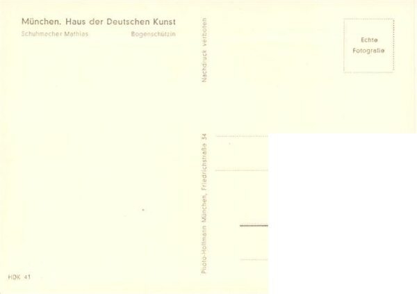 Haus der Deutschen Kunst Verlag HDK Nr. 41 Bogenschuetzin Schuhmacher Mathias – Bild 2