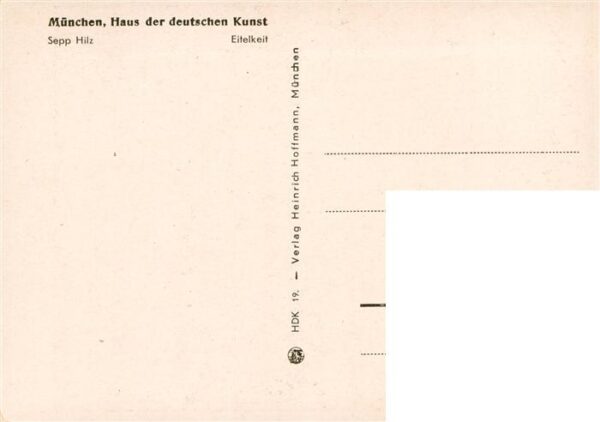 Haus der Deutschen Kunst Verlag HDK Nr. 19 Eitelkeit Sepp Hitz – Bild 2
