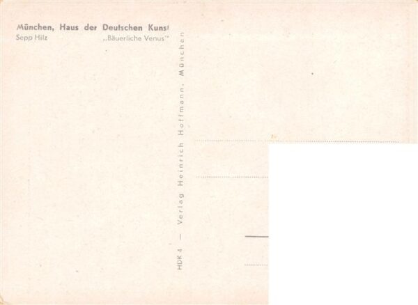Haus der Deutschen Kunst Verlag HDK Nr. 4 Baeuerliche Venus Sepp Hitz – Bild 2