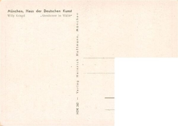 Haus der Deutschen Kunst Verlag HDK Nr. 262 Abendsonne im Walde Willy Kriegel – Bild 2