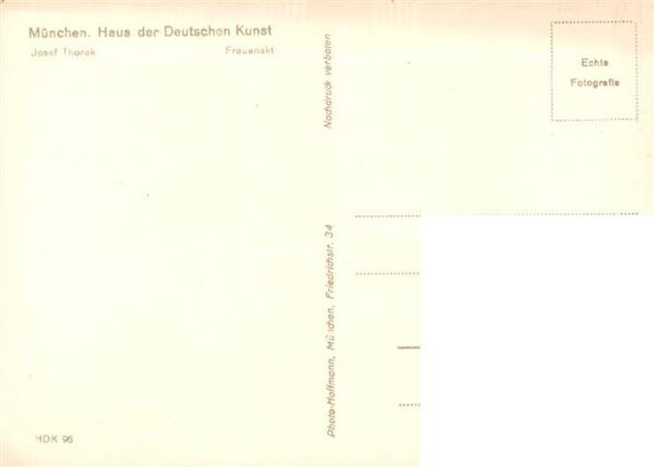 Haus der Deutschen Kunst Verlag HDK Nr. 96 Frauenakt Josef Thorak – Bild 2