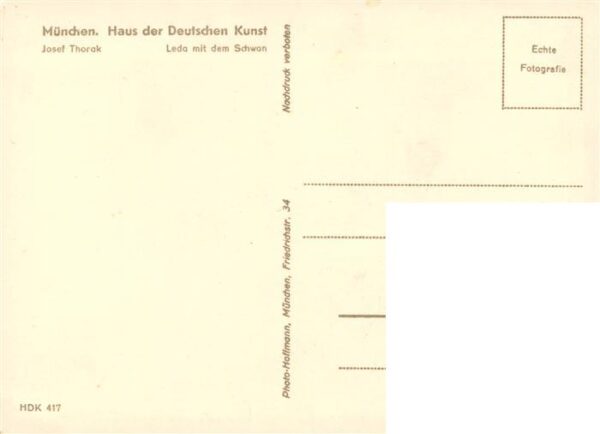 Haus der Deutschen Kunst Verlag HDK Nr. 417 Leda mit dem Schwan Josef Thorak – Bild 2