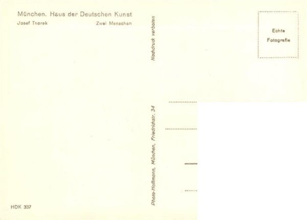 Haus der Deutschen Kunst Verlag HDK Nr. 337 Zwei Menschen Josef Thorak – Bild 2