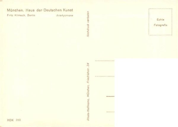Haus der Deutschen Kunst Verlag HDK Nr. 350 Anahyomene Fritz Klimsch Berlin – Bild 2