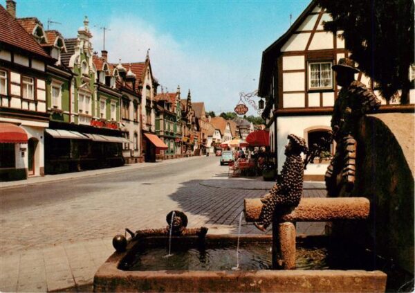 Zell Harmersbach Hauptstrasse mit Narrenbrunnen