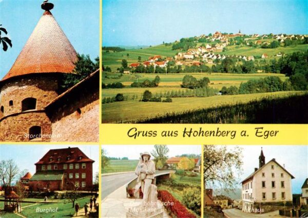 Hohenberg Eger Storchenturm Panorama Burghof Der boehmische Musikant Rathaus