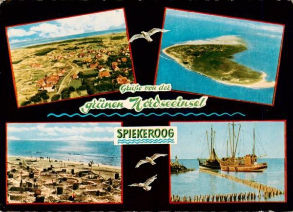 Spiekeroog Nordseeinsel Fliegeraufnahmen Strand Fischkutter