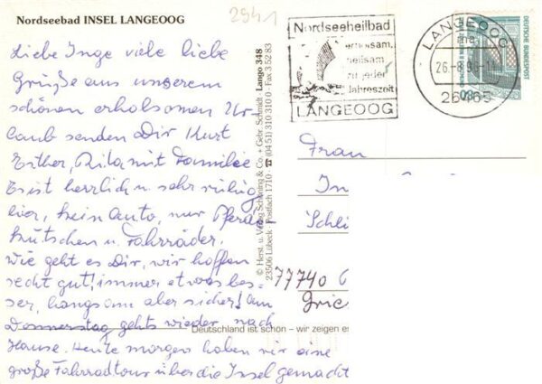 Langeoog Nordseebad Fliegeraufnahme Wasserturm Ortspartie Strand Anleger – Bild 2