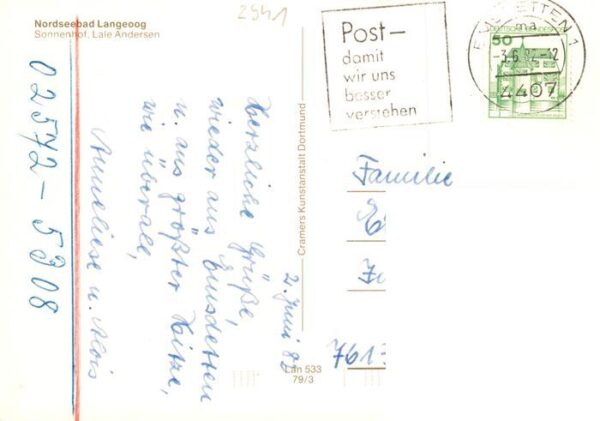 Langeoog Nordseebad Sonnenhof Lale Andersen – Bild 2