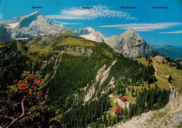 Kreuzeckhaus 1652m Garmisch-Partenkirchen Fliegeraufnahme mit Kreuzjochhaus Kreu