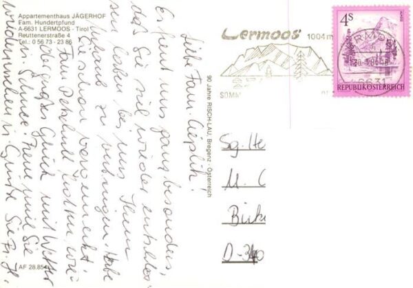 Lermoos Tirol AT Appartementhaus Jaegerhof Gaststube Zimmer Skilift Kirche – Bild 2