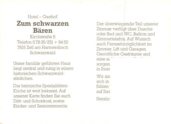 Zell Harmersbach Hotel Gasthof Zum schwarzen Baeren Gaststube Ortspartie – Bild 2