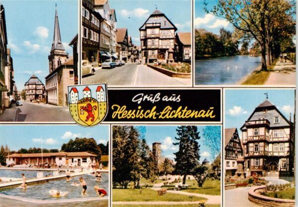 Hessisch-Lichtenau Ortsmotive Werrapartie Schwimmbad Park Fachwerkhaus
