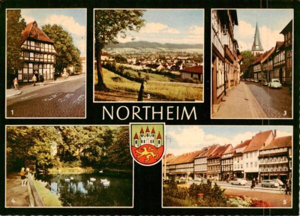 Northeim Niedersachsen St Spiritus Panorama Hagenstrasse mit Kirche Schwanenteic