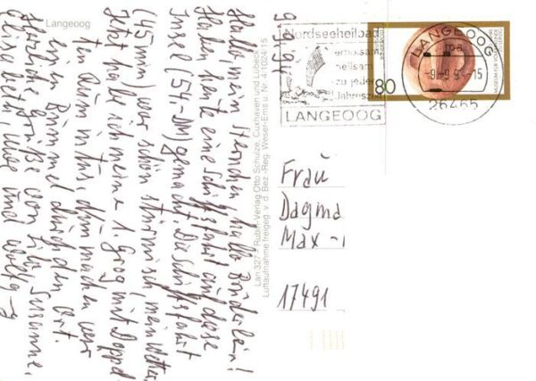 Langeoog Nordseebad Am Bahnhof Fliegeraufnahme Barkhausenstrasse Wasserturm Stra – Bild 2