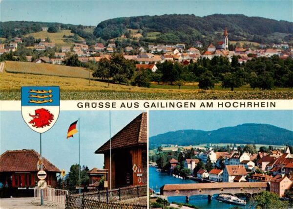 Gailingen Singen BW Panorama Deutsches Zollamt mit Rheinbruecke nach Diessenhofe