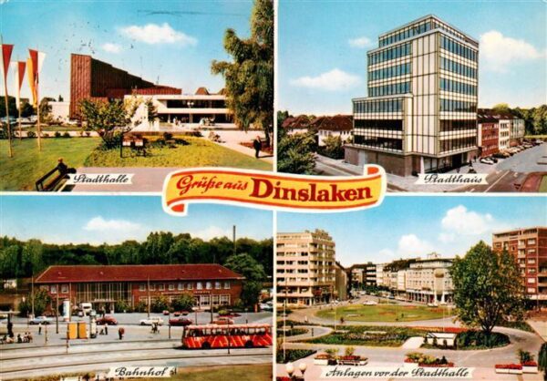 Dinslaken Stadthalle Stadthaus Bahnhof Anlagen vor der Stadthalle