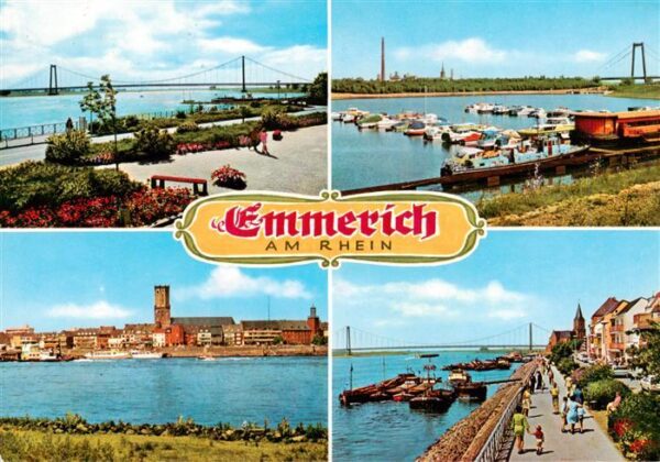 Emmerich Rhein Rheinpromenade Hafen Blick zur Stadt